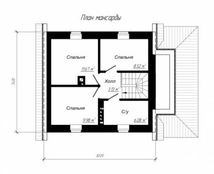 Проект загородного коттеджа с мансардой